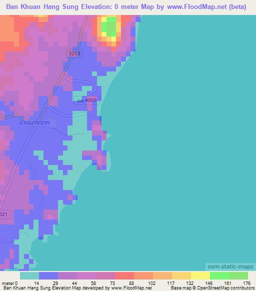 Ban Khuan Hang Sung,Thailand Elevation Map