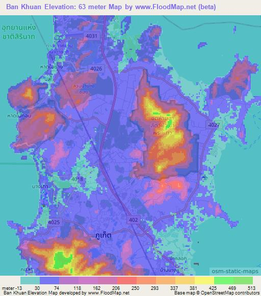Ban Khuan,Thailand Elevation Map
