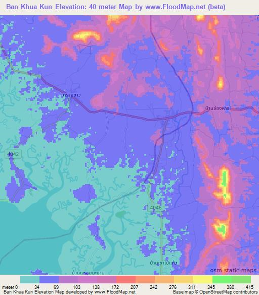 Ban Khua Kun,Thailand Elevation Map
