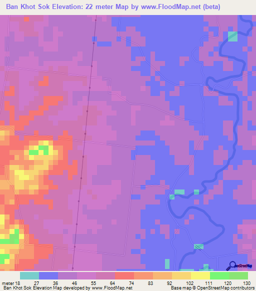 Ban Khot Sok,Thailand Elevation Map