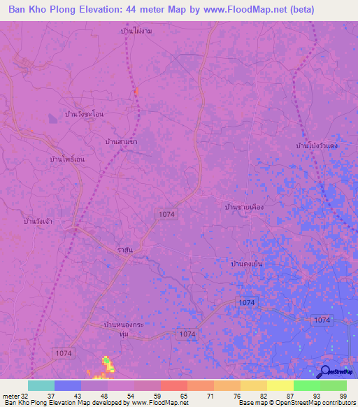 Ban Kho Plong,Thailand Elevation Map