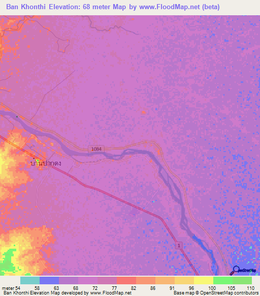 Ban Khonthi,Thailand Elevation Map
