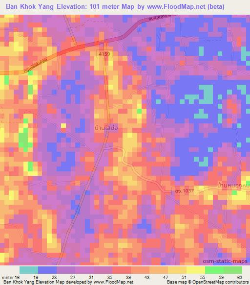 Ban Khok Yang,Thailand Elevation Map