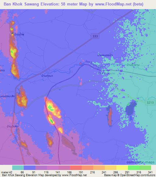 Ban Khok Sawang,Thailand Elevation Map