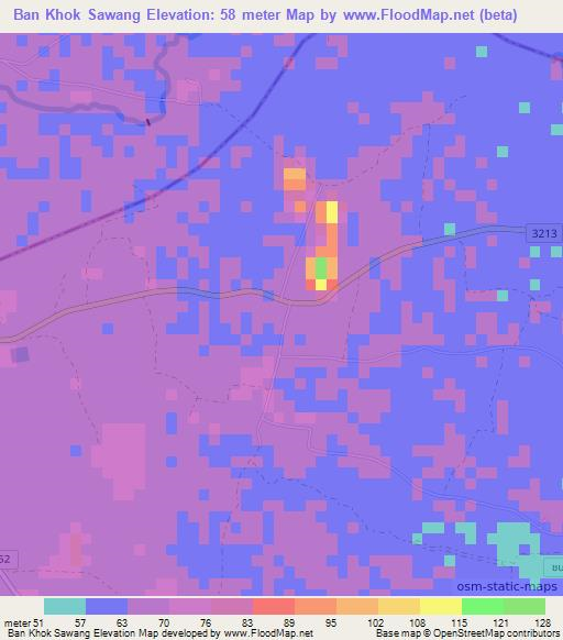 Ban Khok Sawang,Thailand Elevation Map