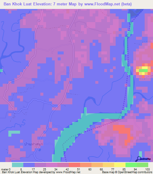 Ban Khok Luat,Thailand Elevation Map