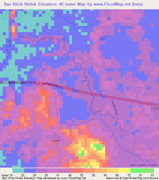 Ban Khok Khilek,Thailand Elevation Map