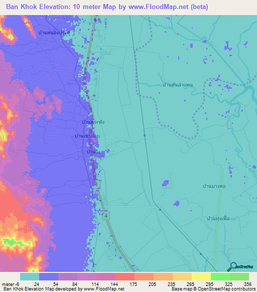 Ban Khok,Thailand Elevation Map