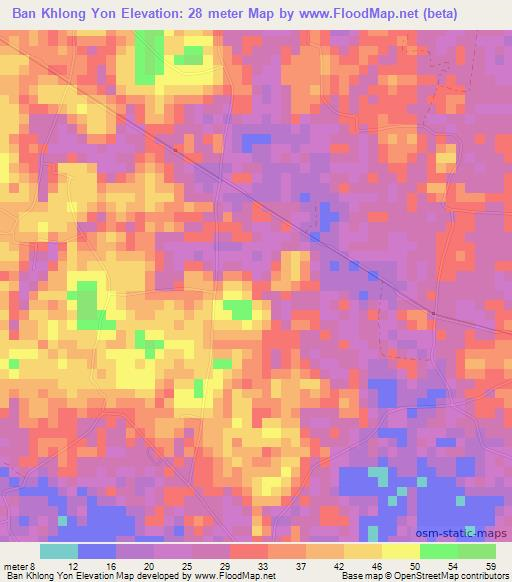 Ban Khlong Yon,Thailand Elevation Map