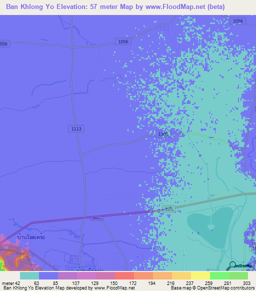 Ban Khlong Yo,Thailand Elevation Map