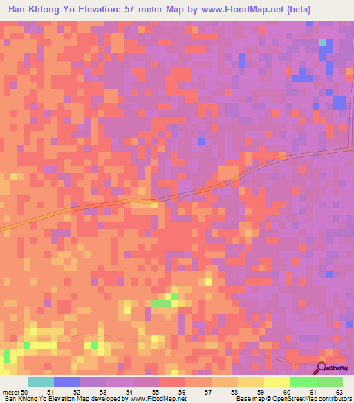 Ban Khlong Yo,Thailand Elevation Map