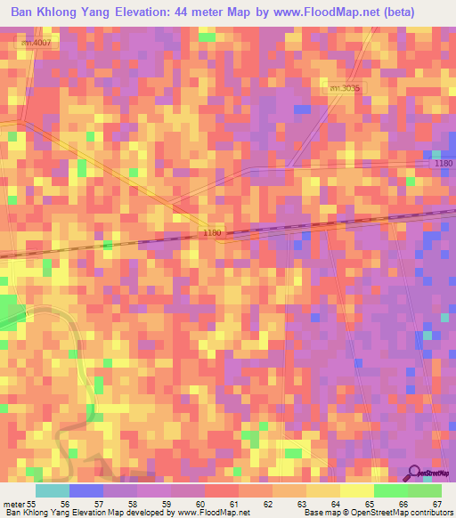 Ban Khlong Yang,Thailand Elevation Map