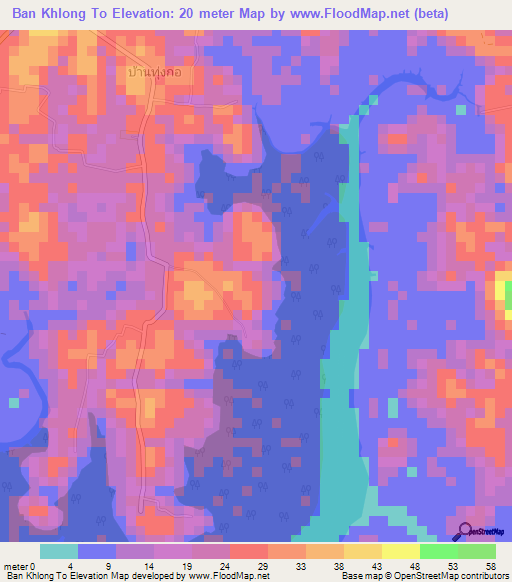 Ban Khlong To,Thailand Elevation Map