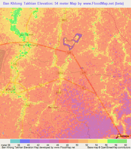 Ban Khlong Takhian,Thailand Elevation Map