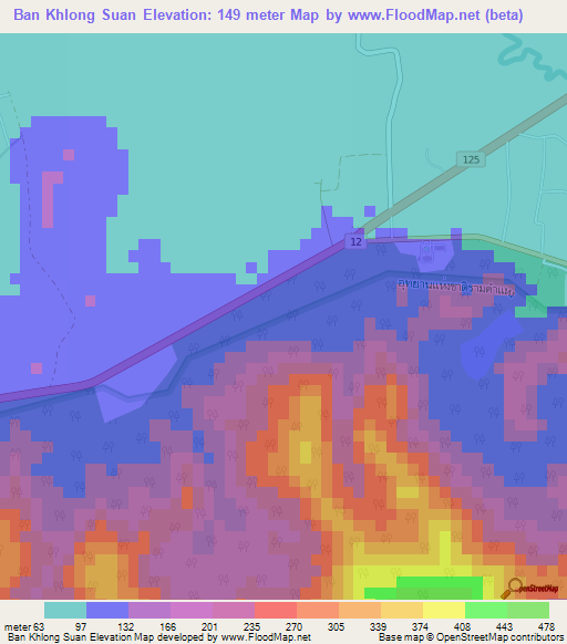 Ban Khlong Suan,Thailand Elevation Map