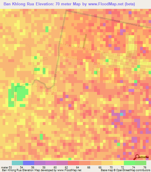 Ban Khlong Rua,Thailand Elevation Map
