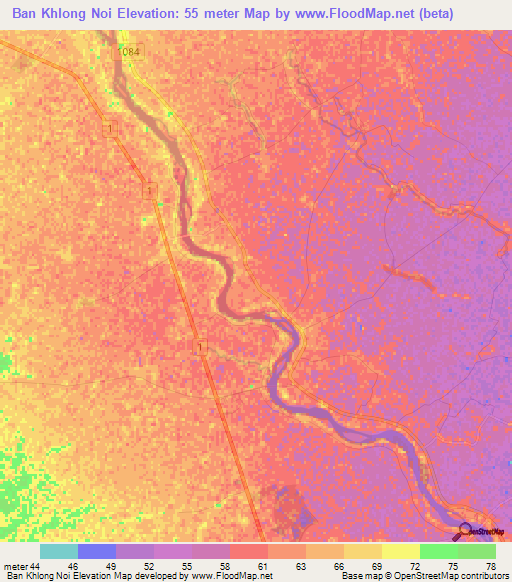Ban Khlong Noi,Thailand Elevation Map