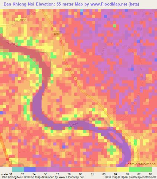 Ban Khlong Noi,Thailand Elevation Map