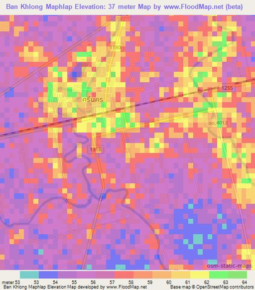 Ban Khlong Maphlap,Thailand Elevation Map