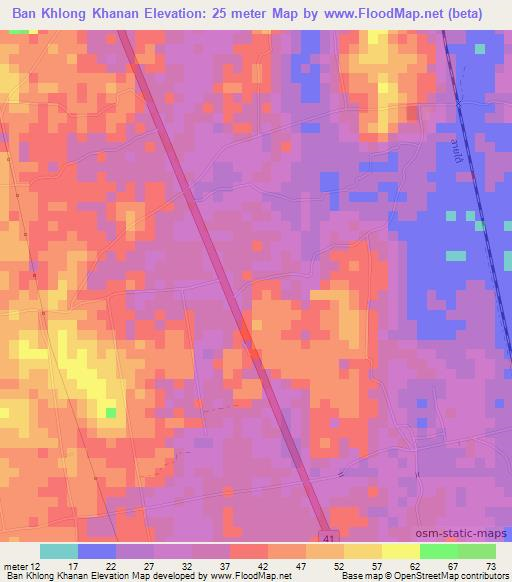 Ban Khlong Khanan,Thailand Elevation Map