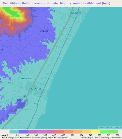 Ban Khlong Kettia,Thailand Elevation Map