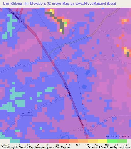 Ban Khlong Hin,Thailand Elevation Map