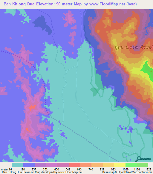 Ban Khlong Dua,Thailand Elevation Map