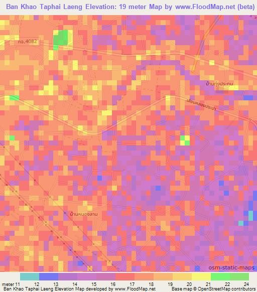 Ban Khao Taphai Laeng,Thailand Elevation Map