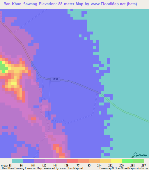 Ban Khao Sawang,Thailand Elevation Map