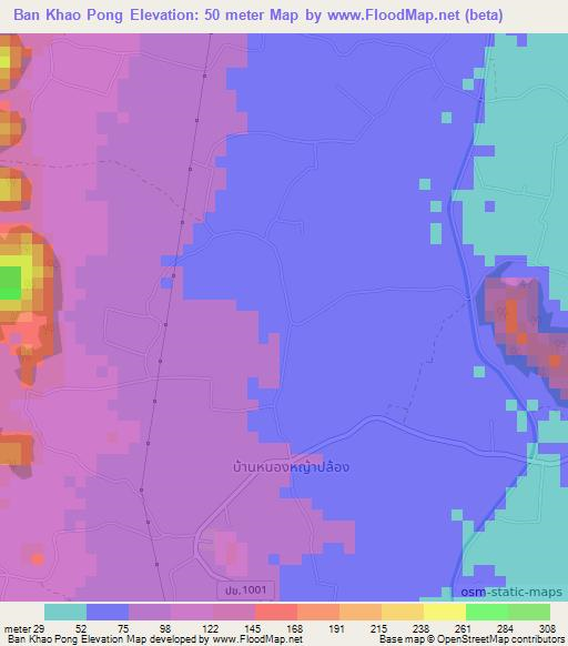 Ban Khao Pong,Thailand Elevation Map