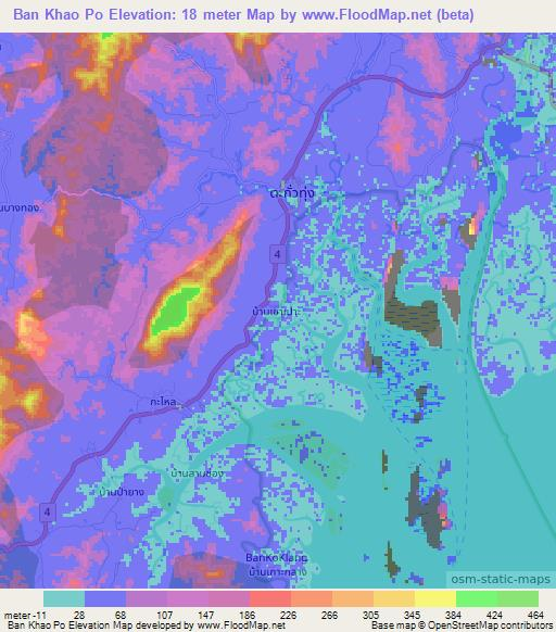 Ban Khao Po,Thailand Elevation Map