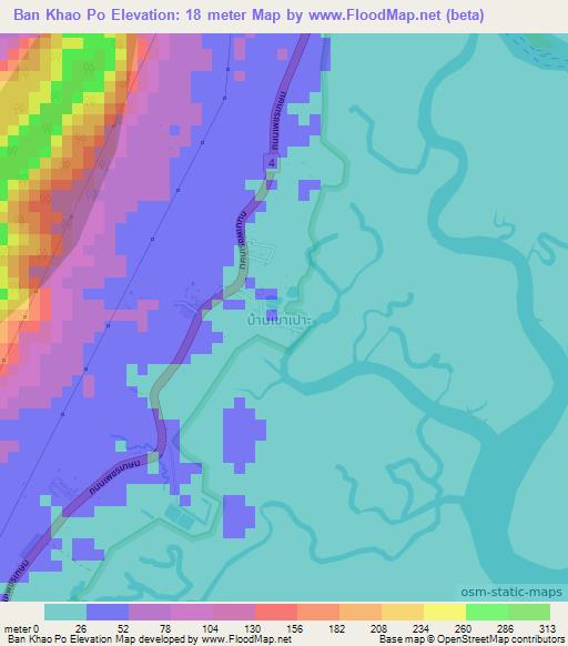 Ban Khao Po,Thailand Elevation Map