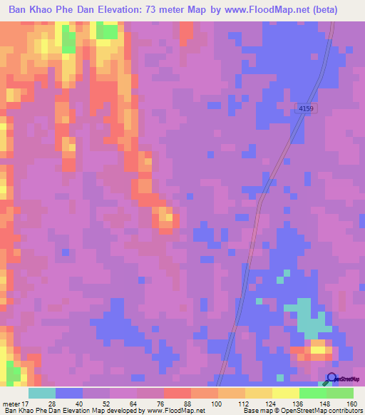 Ban Khao Phe Dan,Thailand Elevation Map