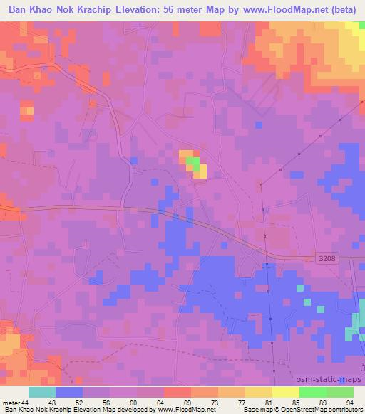 Ban Khao Nok Krachip,Thailand Elevation Map