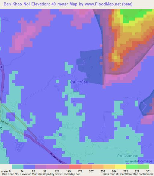 Ban Khao Noi,Thailand Elevation Map
