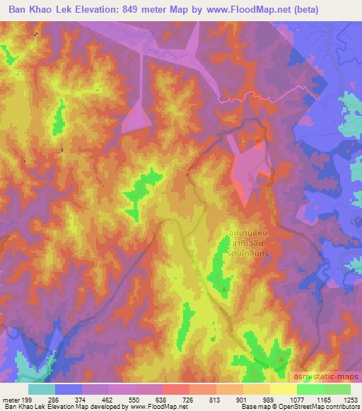 Ban Khao Lek,Thailand Elevation Map