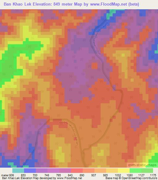 Ban Khao Lek,Thailand Elevation Map