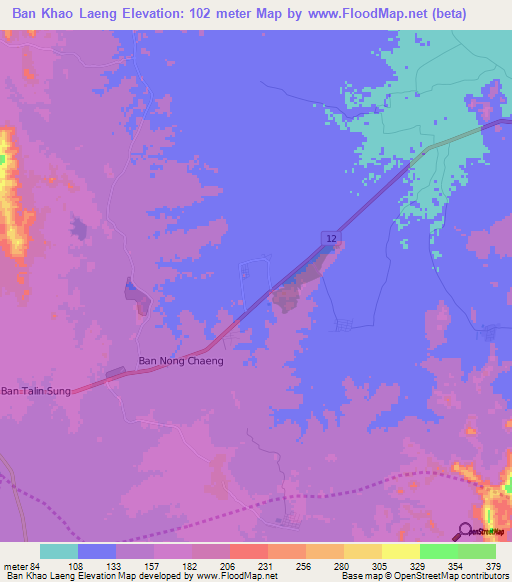 Ban Khao Laeng,Thailand Elevation Map