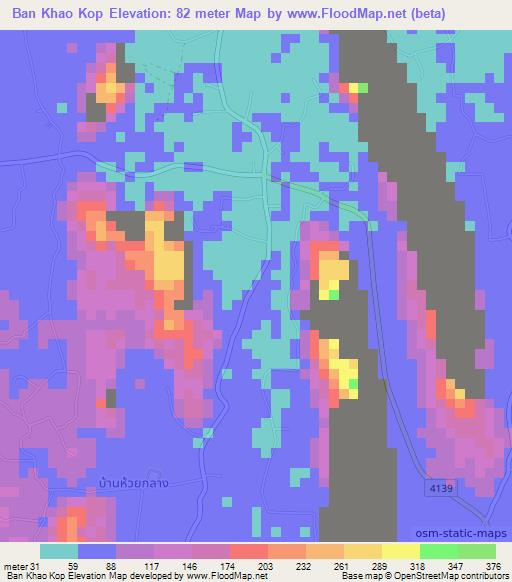 Ban Khao Kop,Thailand Elevation Map