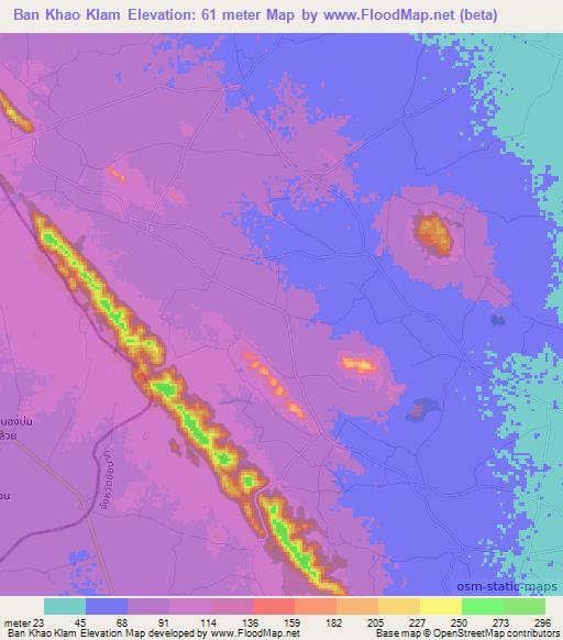Ban Khao Klam,Thailand Elevation Map