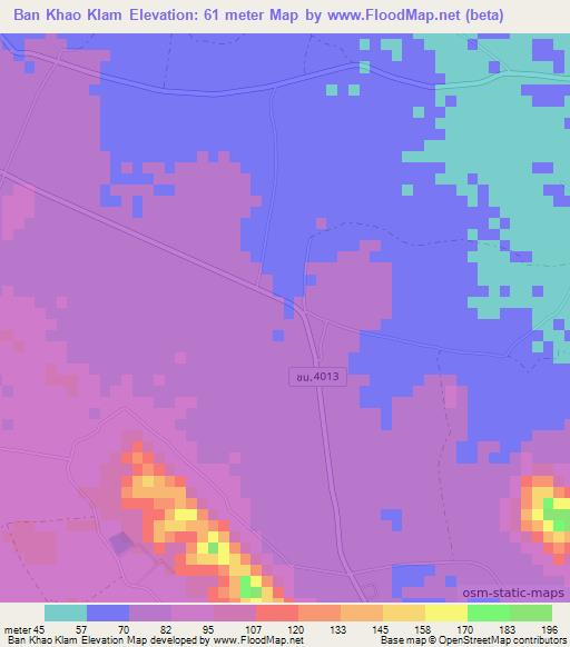 Ban Khao Klam,Thailand Elevation Map