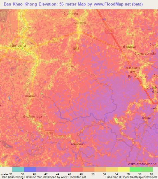 Ban Khao Khong,Thailand Elevation Map
