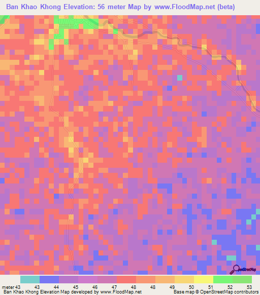 Ban Khao Khong,Thailand Elevation Map