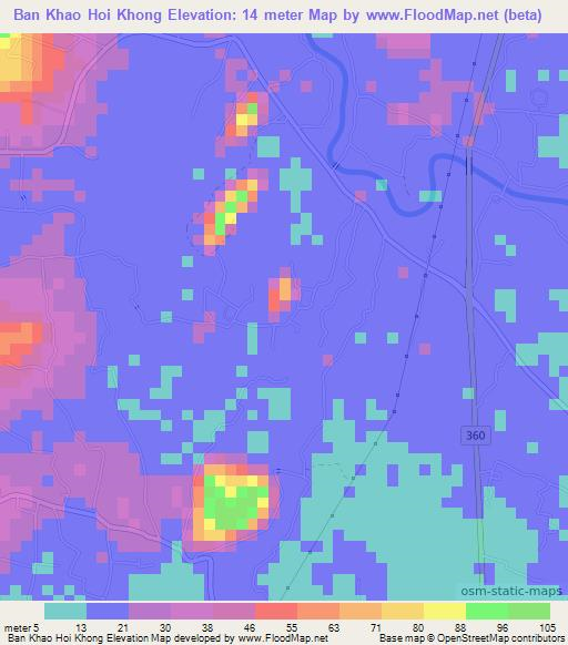 Ban Khao Hoi Khong,Thailand Elevation Map