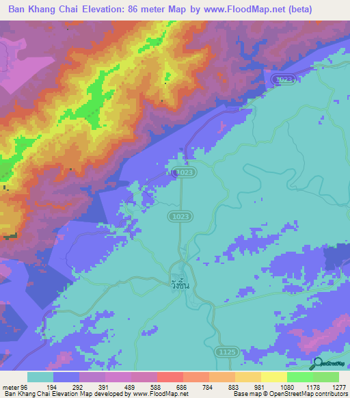 Ban Khang Chai,Thailand Elevation Map