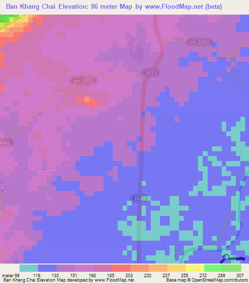 Ban Khang Chai,Thailand Elevation Map