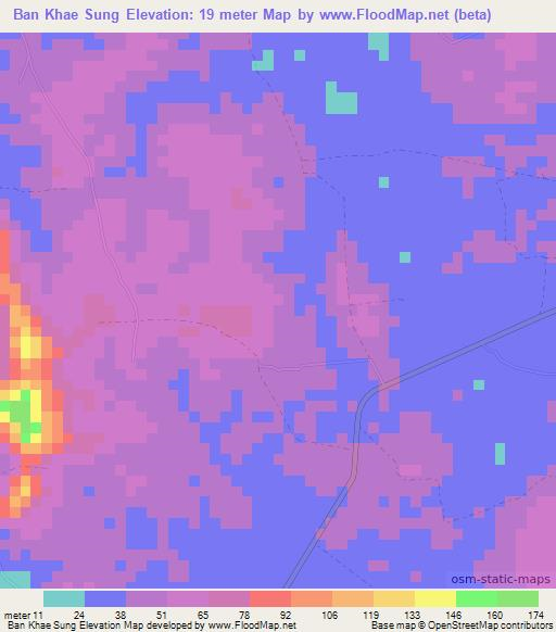 Ban Khae Sung,Thailand Elevation Map