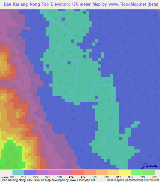 Ban Kariang Nong Tao,Thailand Elevation Map