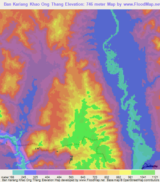 Ban Kariang Khao Ong Thang,Thailand Elevation Map