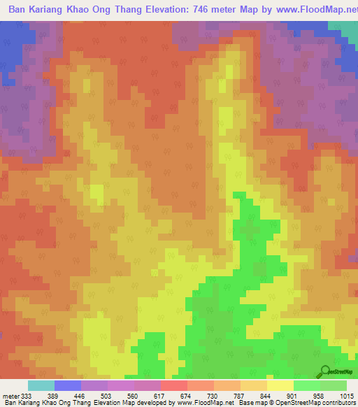 Ban Kariang Khao Ong Thang,Thailand Elevation Map